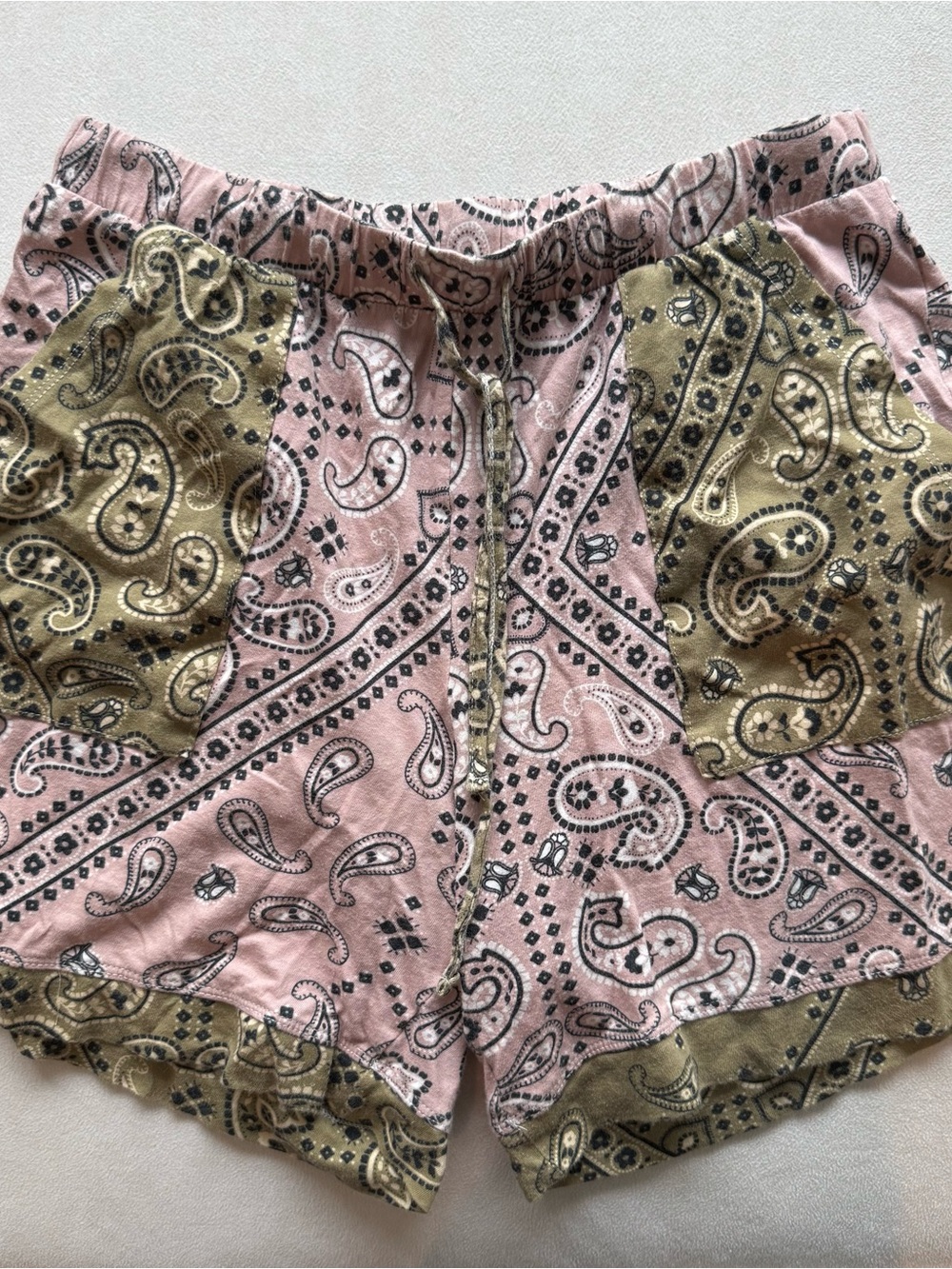 intimissimi Pink and Olive Paisley Lounge Shorts